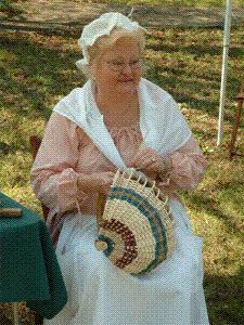 Carolyn weaves her deer horn baskets