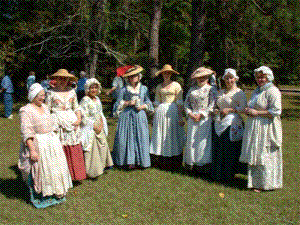 Re-enactor ladies show their fashions