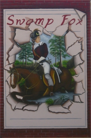 Francis Marion, the Swamp fox, bursting onto the scene in newest Swamp Fox Mural.