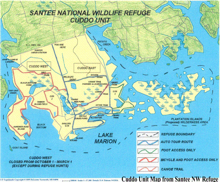 map of Cuddo Unit of Santee NW Refuge